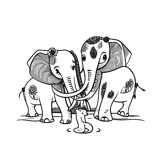 married elephants wearing a tropical button shirts tattoo design idea