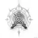 Bloodborne weapon with Elden Ring runes tattoo design idea