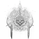 Bloodborne weapon with Elden Ring runes tattoo design idea