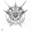 Bloodborne weapon with Elden Ring runes tattoo design idea