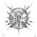 Bloodborne weapon with Elden Ring runes tattoo design idea