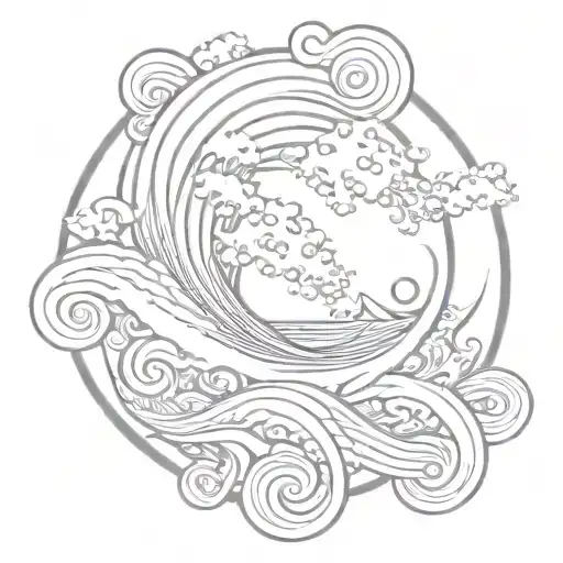 Tsunami sisterhood symbol tattoo design idea