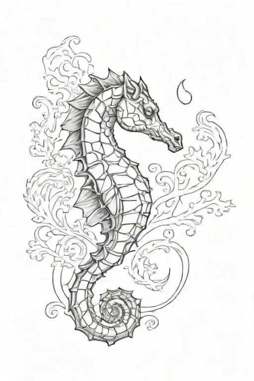 sea horse sea creatures tattoo design idea