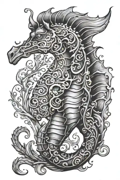 sea horse  tattoo design idea