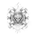 Create a tattoo featuring fire and a semi colon in a blackwork style tattoo design idea