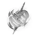 Create a tattoo featuring fire and a semi colon in a blackwork style tattoo design idea