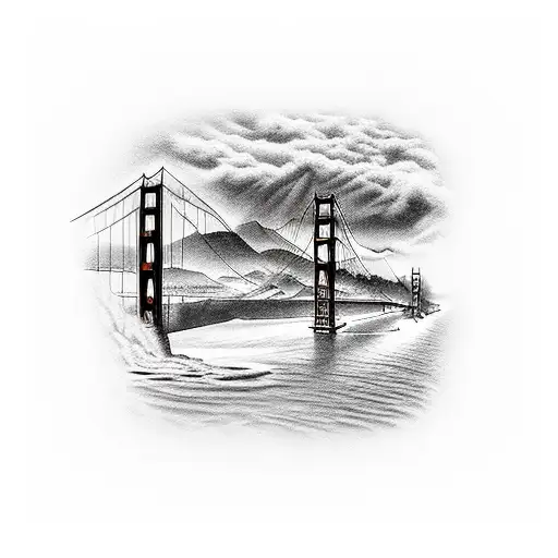 Realism "Golden Gate Bridge" Tattoo Idea - BlackInk AI
