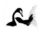 white swan and black swan mixed tattoo design idea