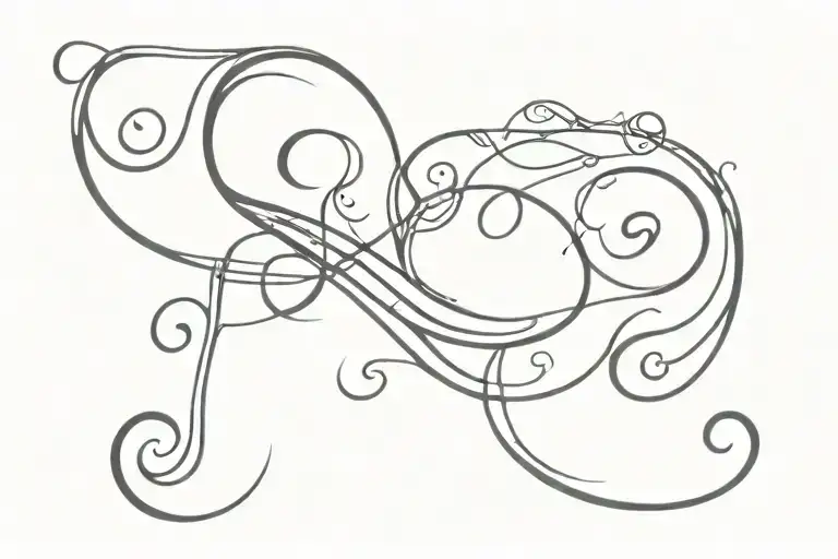 fleur de lis bass clef intertwined tattoo design idea