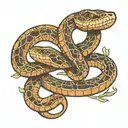 a snake coiled around a collarbone, along with the bible verse luke 10:19  tattoo design idea