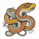 a snake coiled around a collarbone, along with the bible verse luke 10:19  tattoo design idea