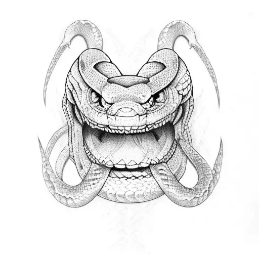 A python that is meant to go around the thigh. Shouldn't look scary tattoo design idea