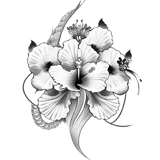  Virgin Mary With some butterfly, hibiscus flowers, Japanese dragon  tattoo design idea