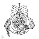 angel with trumpet, Virgin Mary, butterfly, hibiscus flowers,   tattoo design idea