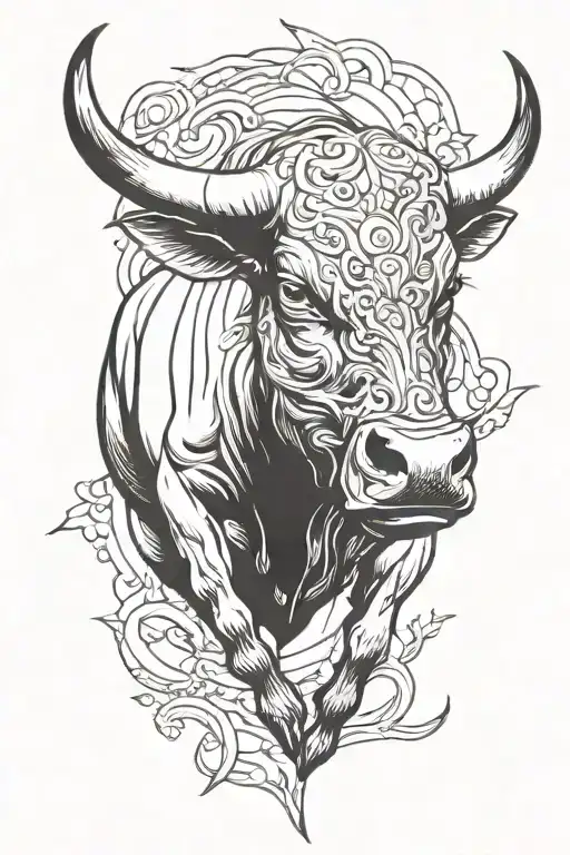  bull charging  tattoo design idea
