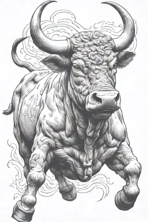 bull charging  tattoo design idea