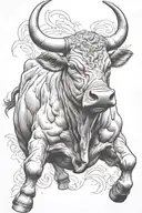  bull charging  tattoo design idea