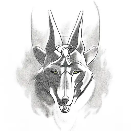 Please draw 5 sketches for a tattoo. it has be focused on ancient god Anubis tattoo design idea