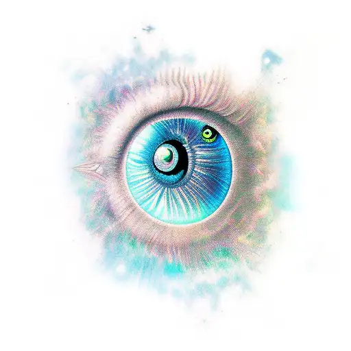 eye in space with path going into eye tattoo design idea