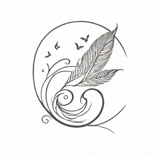 infinity feather and paw print inside tattoo design idea