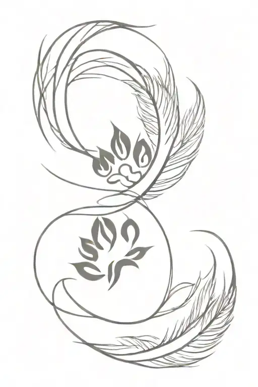 infiniti feather paw print tattoo design idea