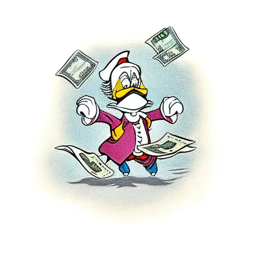 Scrooge mcduck swimming in money tattoo design idea