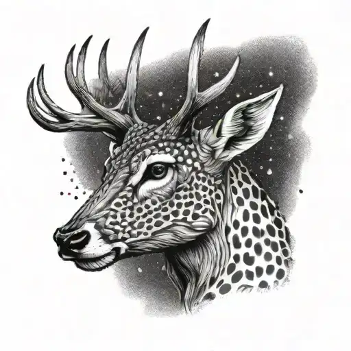 deer head in profile tattoo design idea