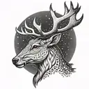 deer head in profile tattoo design idea