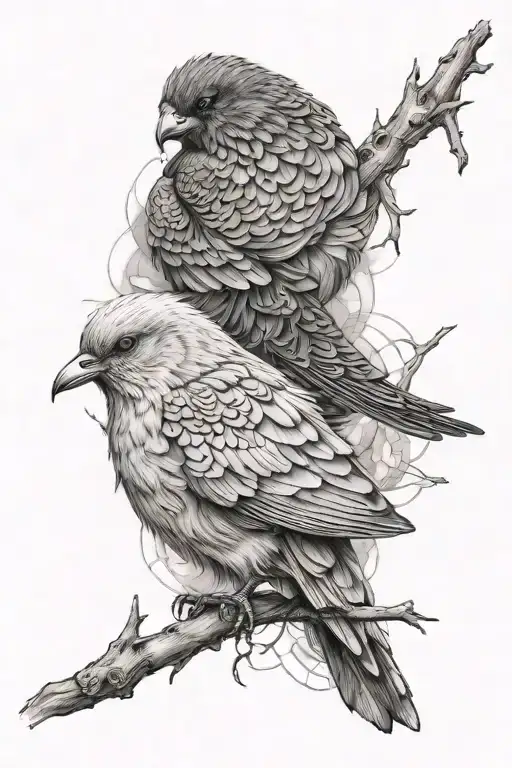half dove and Half Raven combined tattoo design idea