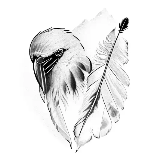 crow feather  tattoo design idea