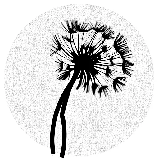 dandelion with seeds drifting away transforming to symbols tattoo design idea