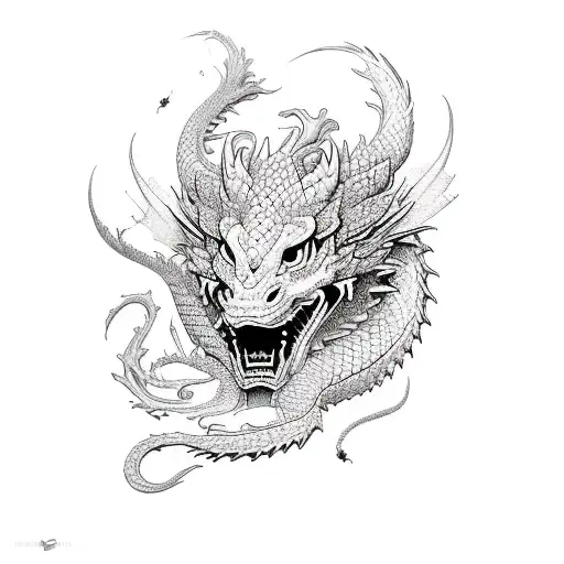 japanese dragon head outline