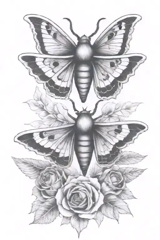 moth and funeral pyre tattoo design idea