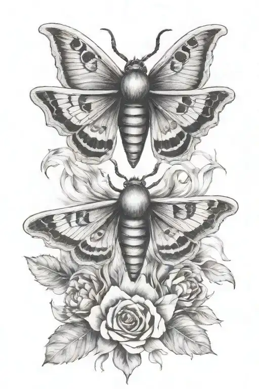moth and funeral pyre tattoo design idea