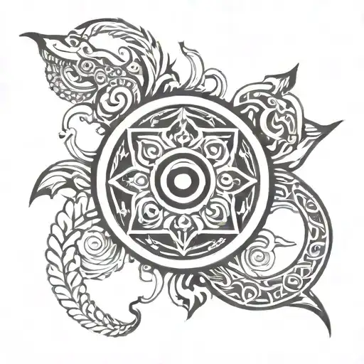 karma symbol formed tattoo design idea