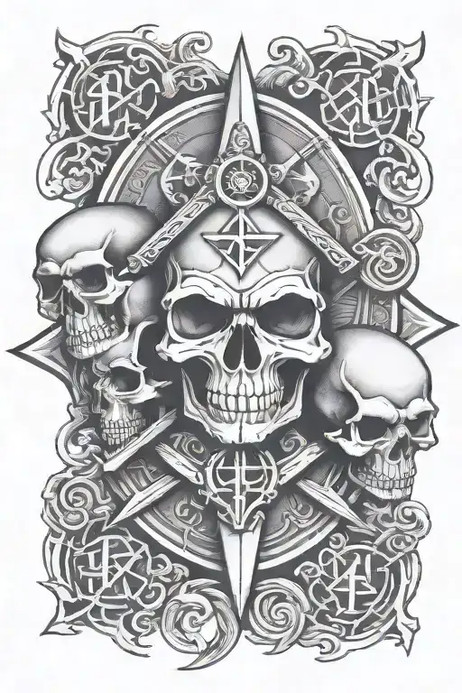 masonic symbol intertwined skull templar knight tattoo design idea