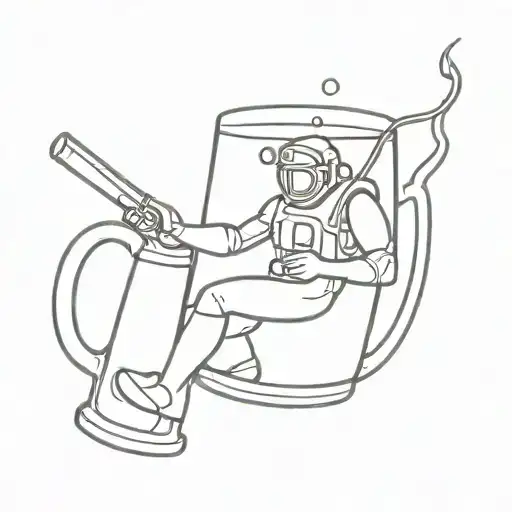 beer mug diver inside surrounded tattoo design idea