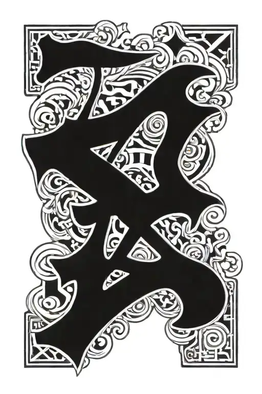chinese letters and chess and watermelon symbol tattoo design idea
