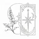 foxglove and compass tattoo design idea