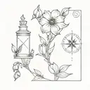 foxglove and compass tattoo design idea