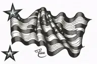 blue thin line us flag waving Made in Milwaukee tattoo design idea