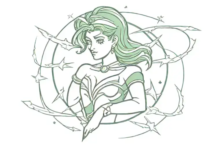 sailor jupiter symbol surrounded by lightning bolts tattoo design idea