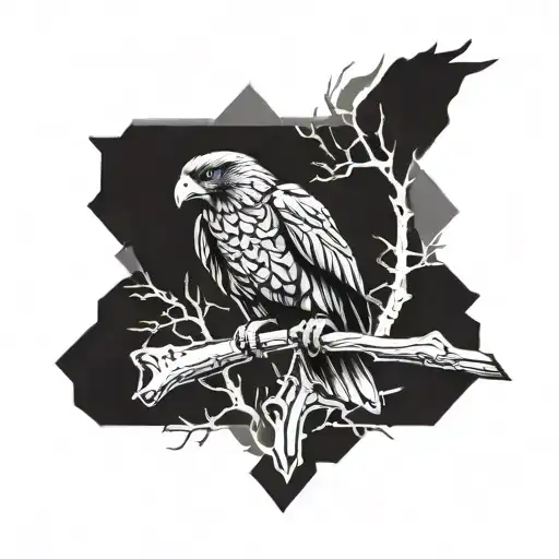 buzzard perched tattoo design idea