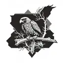 buzzard perched tattoo design idea