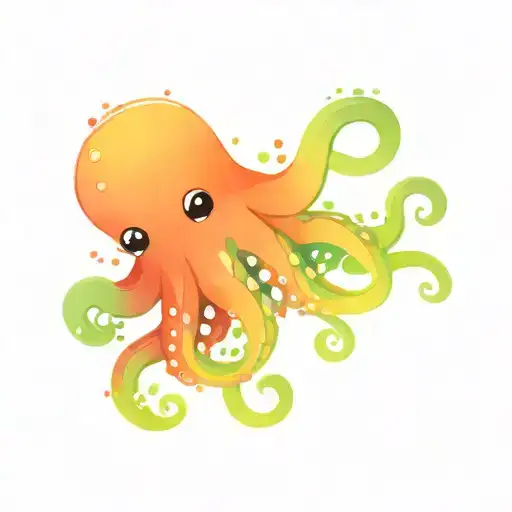 cartoon octopus painting paint splatters tattoo design idea