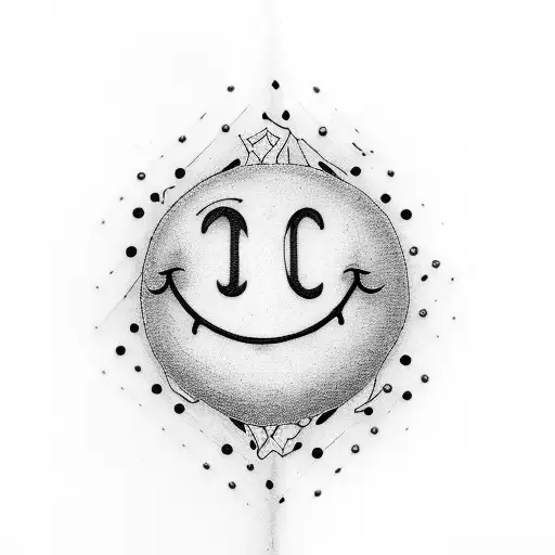 smiley face with the words no regret  tattoo design idea