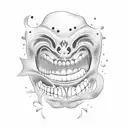 smiling tooth tattoo design idea