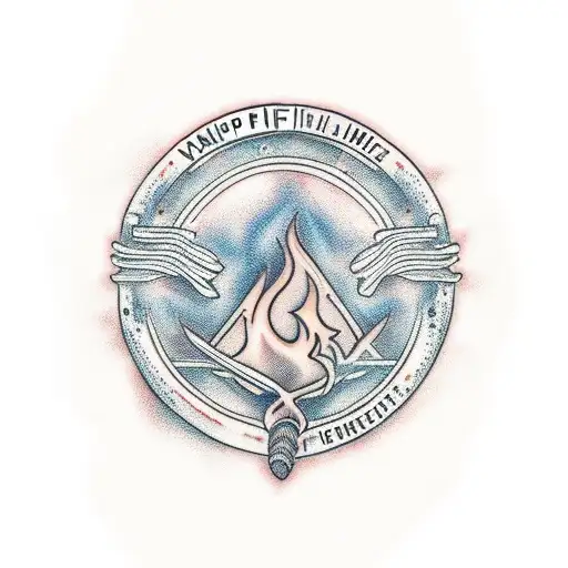 camping whiskey fire tattoo design idea