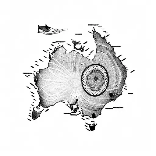 Australia map with Indian design overlay tattoo design idea
