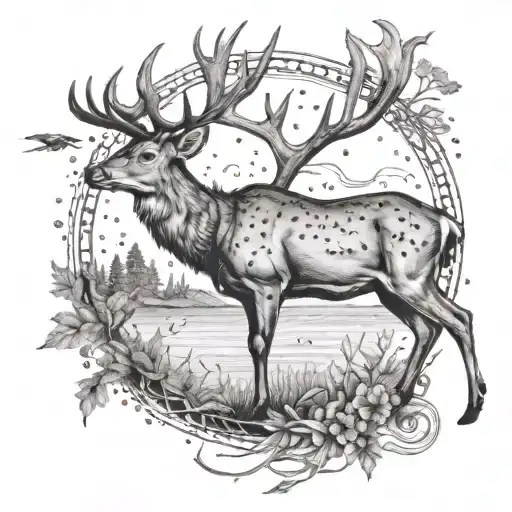 deer hunting fishing hooks tattoo design idea